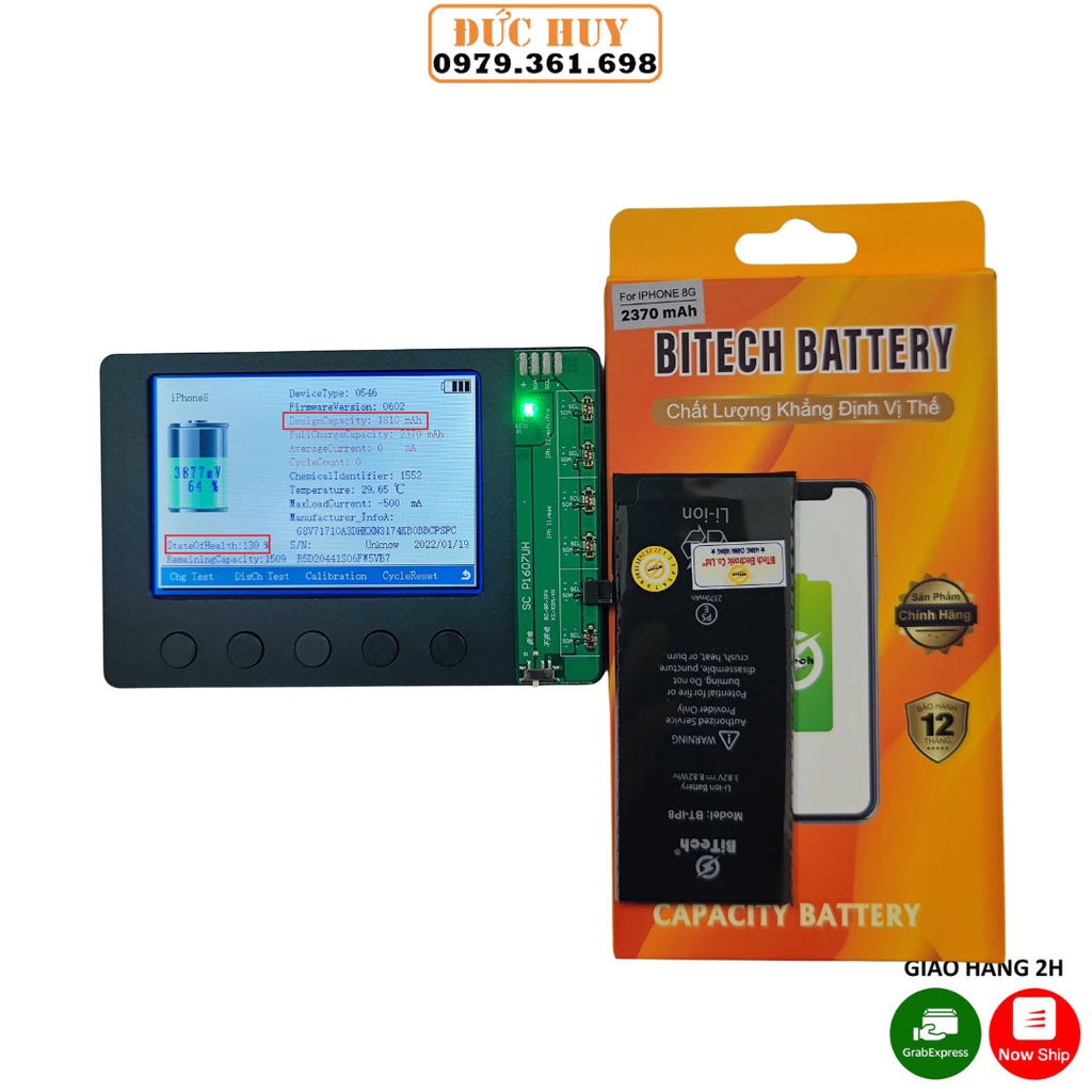 Pin IP8 Dung Lượng Cao BiTech BT-IP8 ( 2370 mAh ) - Tặng bộ vít mở + siu dán pin