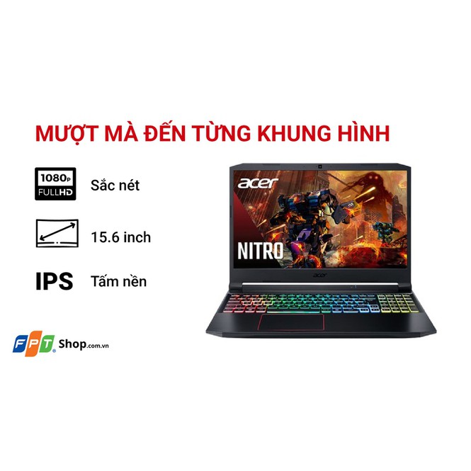 Laptop Acer Gaming Nitro 5 2021 AN515-44-R9JM 15FHDIPS144Hz/R5-4600H/8GB 3200/512 PCIe/AX/Win/GTX 1650/2.3kg Đen