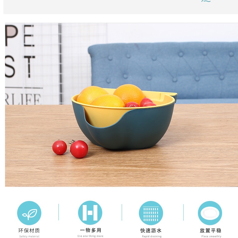 Khay Đựng Trái Cây Hai Tầng Bằng Nhựa Tiện Dụng Cho Nhà Bếp