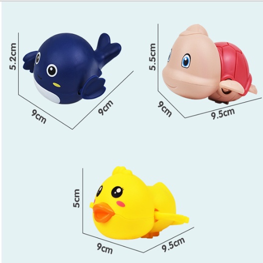 Đồ chơi nhà tắm cho bé - Rùa vặn cót Vịt và Cá heo bơi siêu đáng yêu  - Bé thích đi tắm