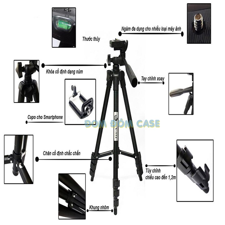 Gậy Tripod 3 Chân 3120, Giá Đỡ Điện Thoại Quay Phim Chụp Ảnh Live Stream