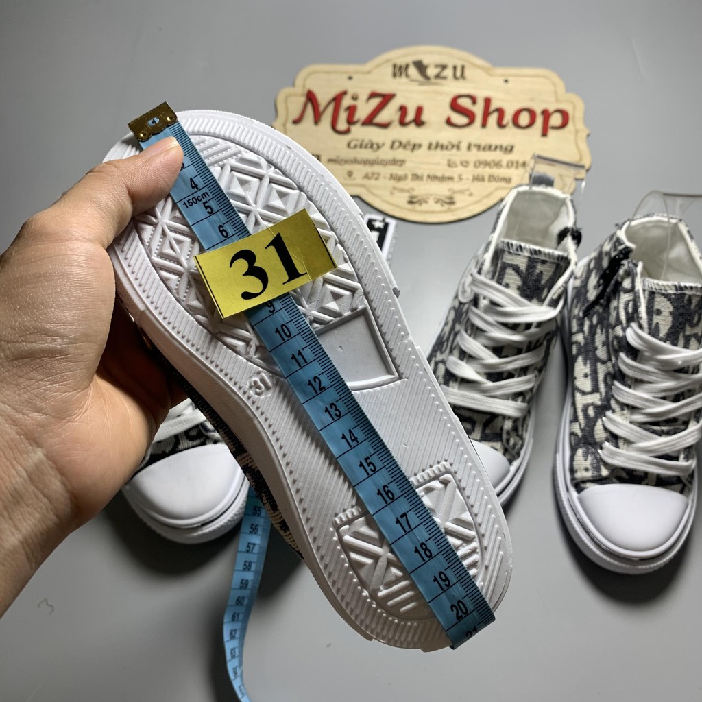 M155  Sz 27 đến 32 Giày cao cổ vải trẻ em có khóa kéo thêu chữ