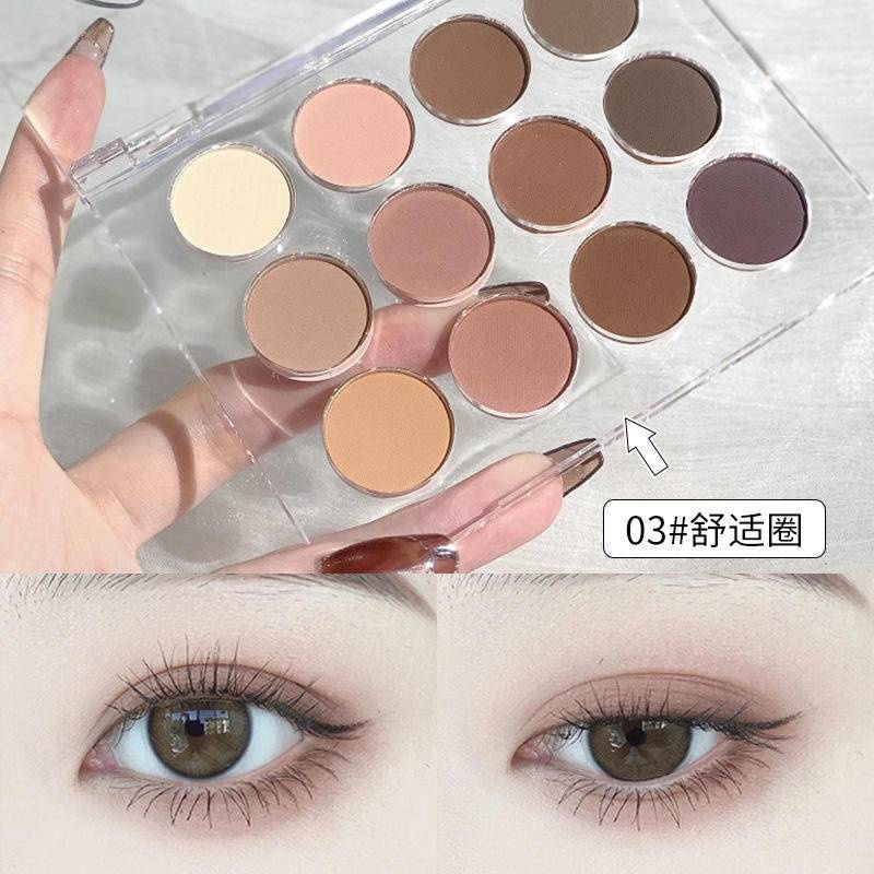 Bảng Phấn Mắt 12 Màu Sắc Hiệu Ứng Lì/ Ánh Nhũ Chống Nước Bền Màu Dài Lâu