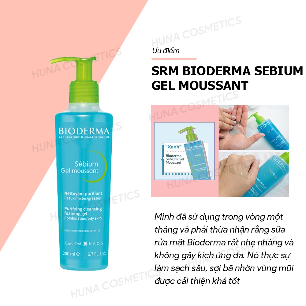 Sữa rửa mặt cho da dầu, mụn Bioderma Sebium Cleansing Foaming Gel 200ml