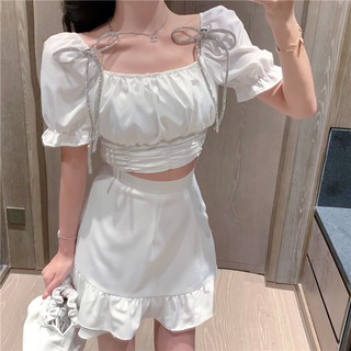 Set chân váy áo croptop dây