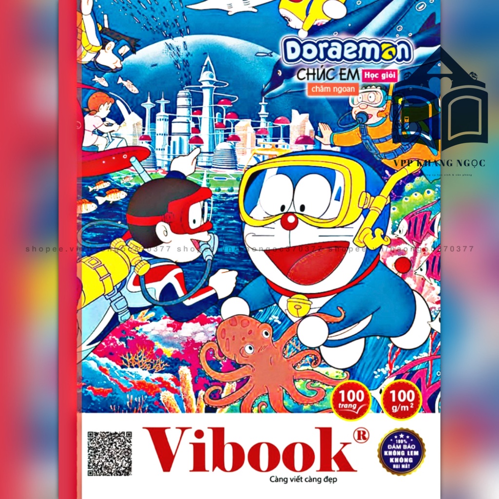 Lốc 5 Quyển Tập Học Sinh 4 Ô Li 100 trang Vĩnh Tiến  - Vở Doraemon DL 100gsm