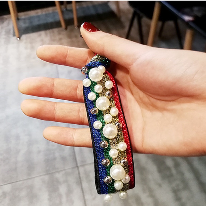 Dây buộc tóc nơ đính ngọc phong cách hàn quốc sang chảnh