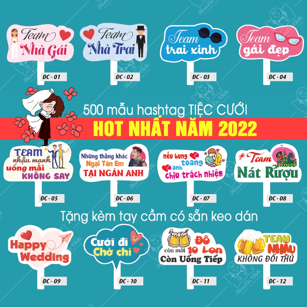 {ĐÁM CƯỚI MỚI} Hashtag cầm tay đám cưới - 100 Mẫu Hot nhất năm - Shop sẵn hàng - Giao luôn trong ngày