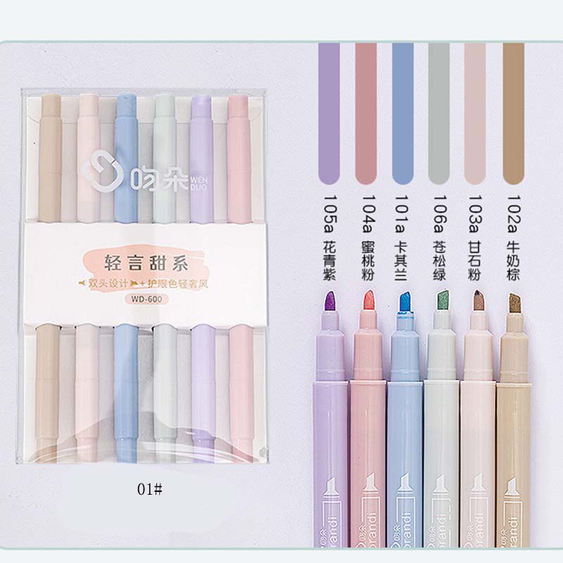 Bút Marker Dạ Quang 6 Màu Phong Cách Hàn Quốc