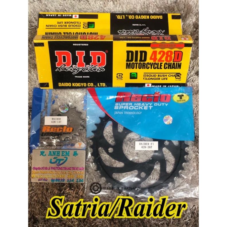 Nhông Dĩa Recto ,Sên DID 9Ly Satria/Raider Fi, Chính Hãng Tem Xanh ////