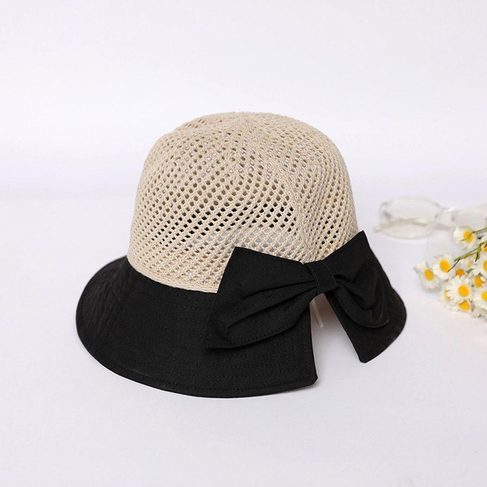 Nón Tai Bèo Dệt Kim Đính Nơ To Gấp Gọn Được Kiểu Dáng Đơn Giản Thời Trang Đi Biển Cho Nữ