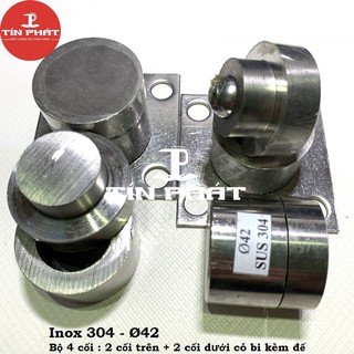 Bản lề cối xoay 360º - Inox 304 Ø42 - Bộ 4 Dùng cho cửa 2 cánh