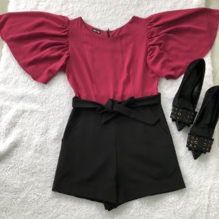 Jumpsuit đùi phối màu cột nơ eo HÀNG THIẾT KẾ
