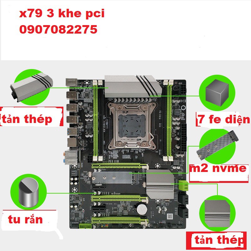 [Mã ELCL05 giảm 5% đơn 500K] main x79 OEM socket 2011 hỗ trợ xeon e5 2650,2689,26xx,v1,v2 | WebRaoVat - webraovat.net.vn