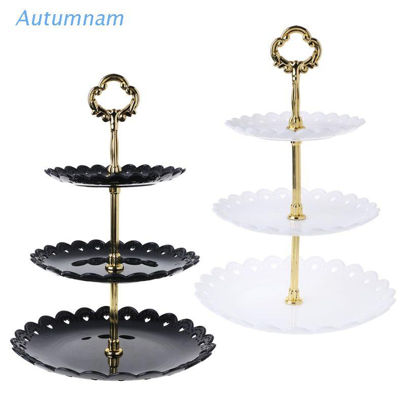 Bộ khay trưng bày bánh kem tráng miệng 3 tầng cho tiệc trà và tiệc cưới