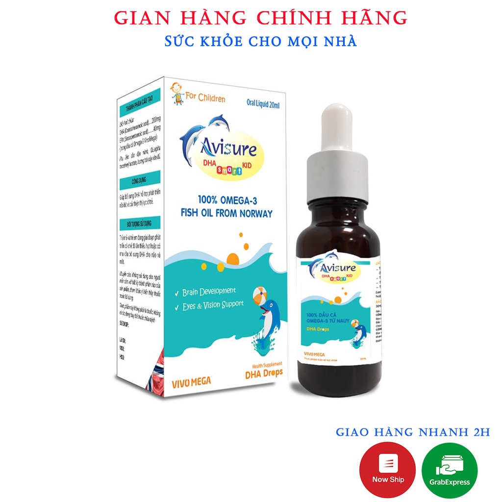 Avisure DHA Smart Kid - Giúp Bổ Sung DHA. Hỗ trợ Phát Triển Não Bộ Và Cải Thiện Thị Lực Ở Trẻ (Lọ 20ml)