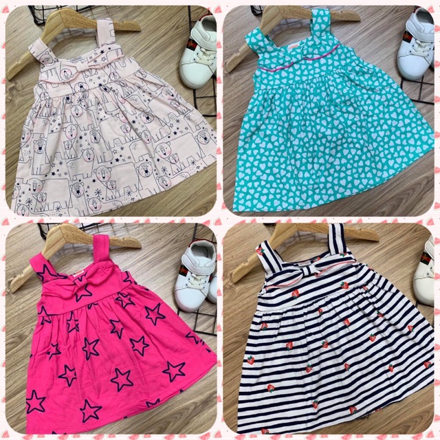 Váy cotton sài gòn 4 chiều cộc tay/ba lỗ/ hai dây 8-22 kg ( ib chọn màu)
