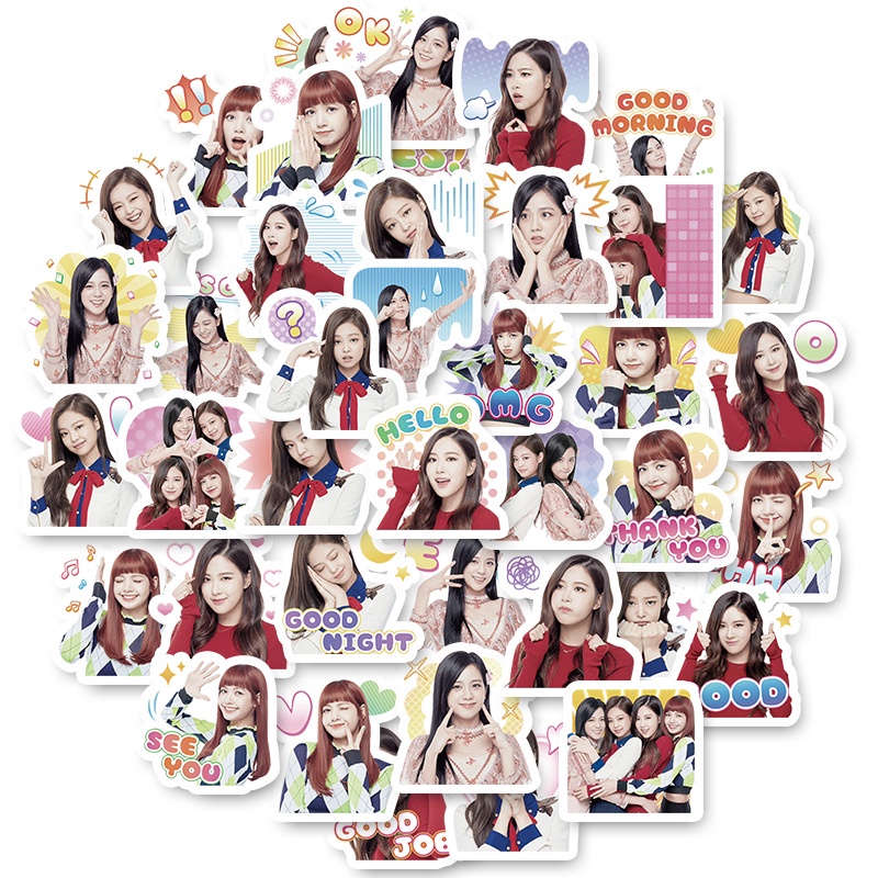 Bộ 40 Sticker Nhóm Nhạc BLACKPINK Hàn Quốc JENNIE JENNIE LISA JISOO Kim Ji-soo ROSE