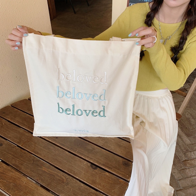 Túi vải Màu Trơn In Chữ Cho Nữ