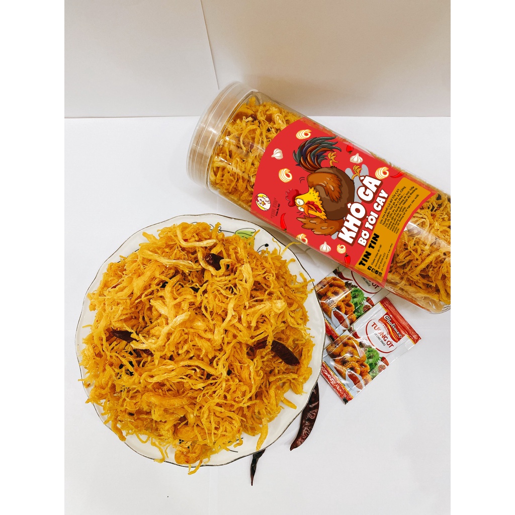 Khô gà bơ tỏi xé cay pet 300g, thịt xé sợi,gà,gà khô,gà rán,  thịt khô, đồ ăn vặt Hà Nội vừa ngon vừa rẻ | BigBuy360 - bigbuy360.vn