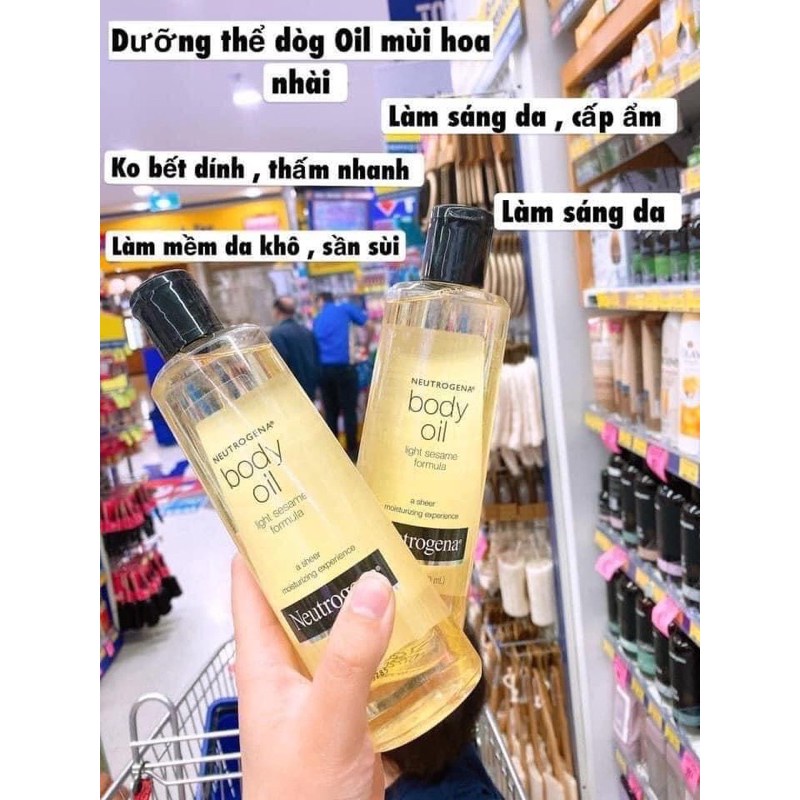 DƯỠNG THỂ 𝐁𝐎𝐃𝐘 𝐎𝐈𝐋 𝐍𝐄𝐔𝐓𝐑𝐎𝐆𝐄𝐍𝐀, TINH DẦU DƯỠNG THỂ CẤP ẨM SÂU KHÔNG NHỜN, KHÔNG BẾT DÍNH