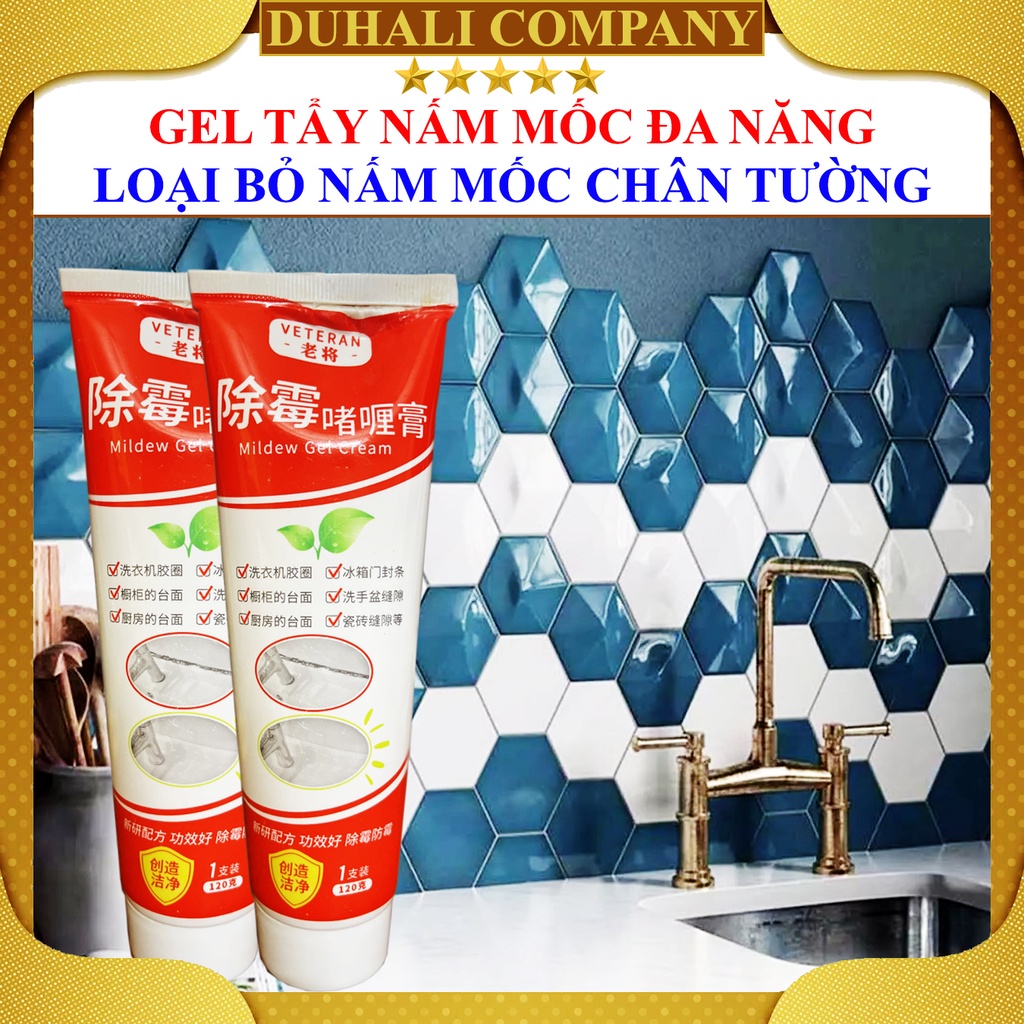 [2 LỌ] Gel Tẩy Mốc Đa Năng 120ml - Tẩy Nấm Mốc Silicon, Gioăng Cao Su Máy Giặt, Mốc Chân Tường, Mạch Gạch Men - Duhali