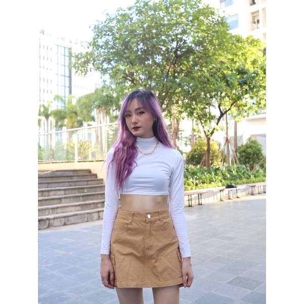 [KÈM VÒNG CỔ] Áo croptop bó dài tay đen/trắng IN2000CLOTHING | BigBuy360 - bigbuy360.vn