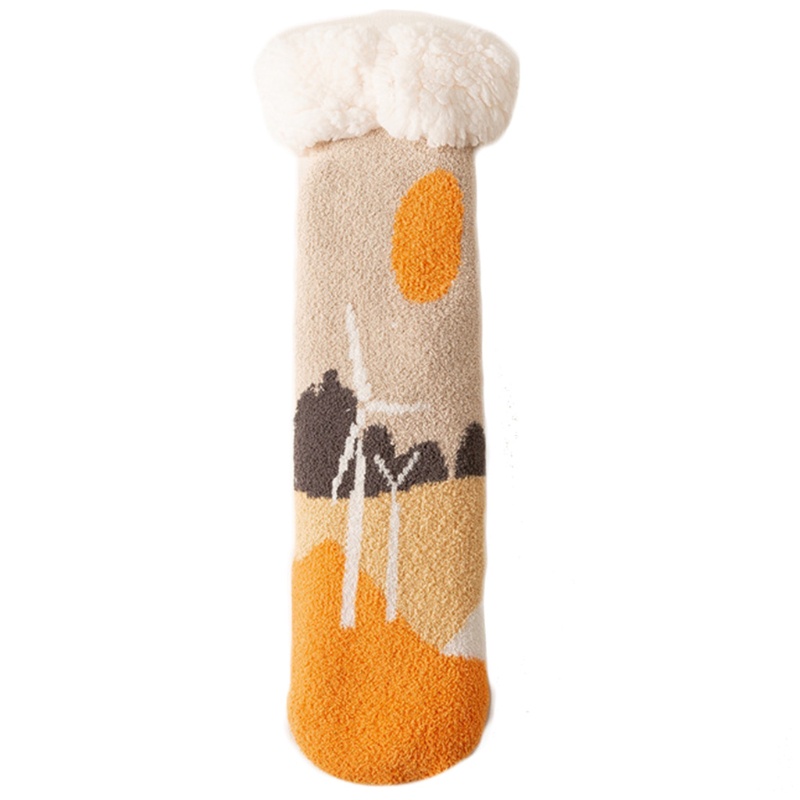 Youyo Vớ Lông Cừu Giả Dày In Hình Phong Cảnh Làng Quê Đầy Màu Sắc Mới Lạ Giữ Nhiệt Mùa Đông Cho Nữ Có Sẵn