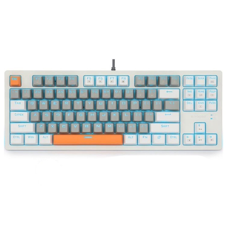 Bàn phím cơ chơi game E-YOOSO 87 phím có dây và đèn nền màu xanh dương