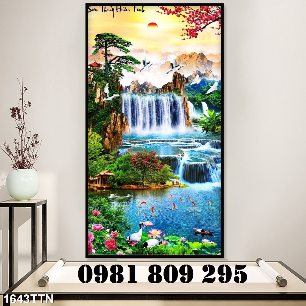 Gạch tranh khổ đứng sơn thủy G97