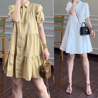 Đầm suông sơmi form rộng nhíu thân ulzzang