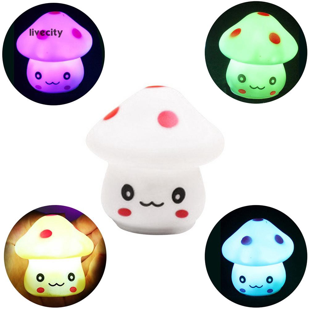 Đèn ngủ LED hình nấm nhỏ xinh xắn nhiều màu