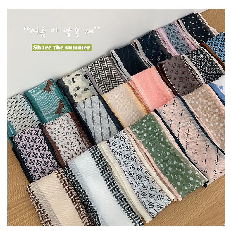 Khăn choàng kiêm băng đô/nơ thắt buộc tóc bằng vải lụa dài phong cách Pháp retro cho nữ