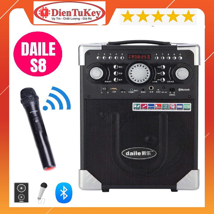 Loa Bluetooth Karaoke Daile S8 Xách Tay (Tặng Kèm Micro Không Dây)