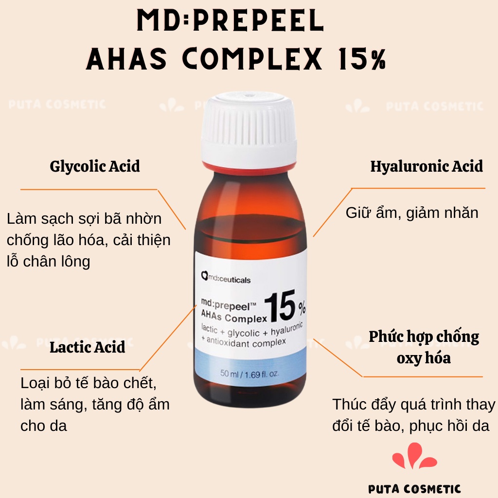 Peel sáng da căng bóng Md:ceuticals Md Prepeel AHAs Complex 15%