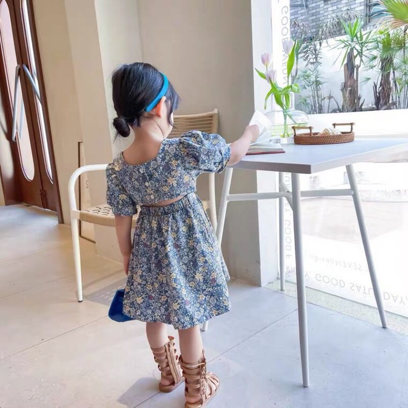 Đầm thô hoa cut-out lưng siêu cute