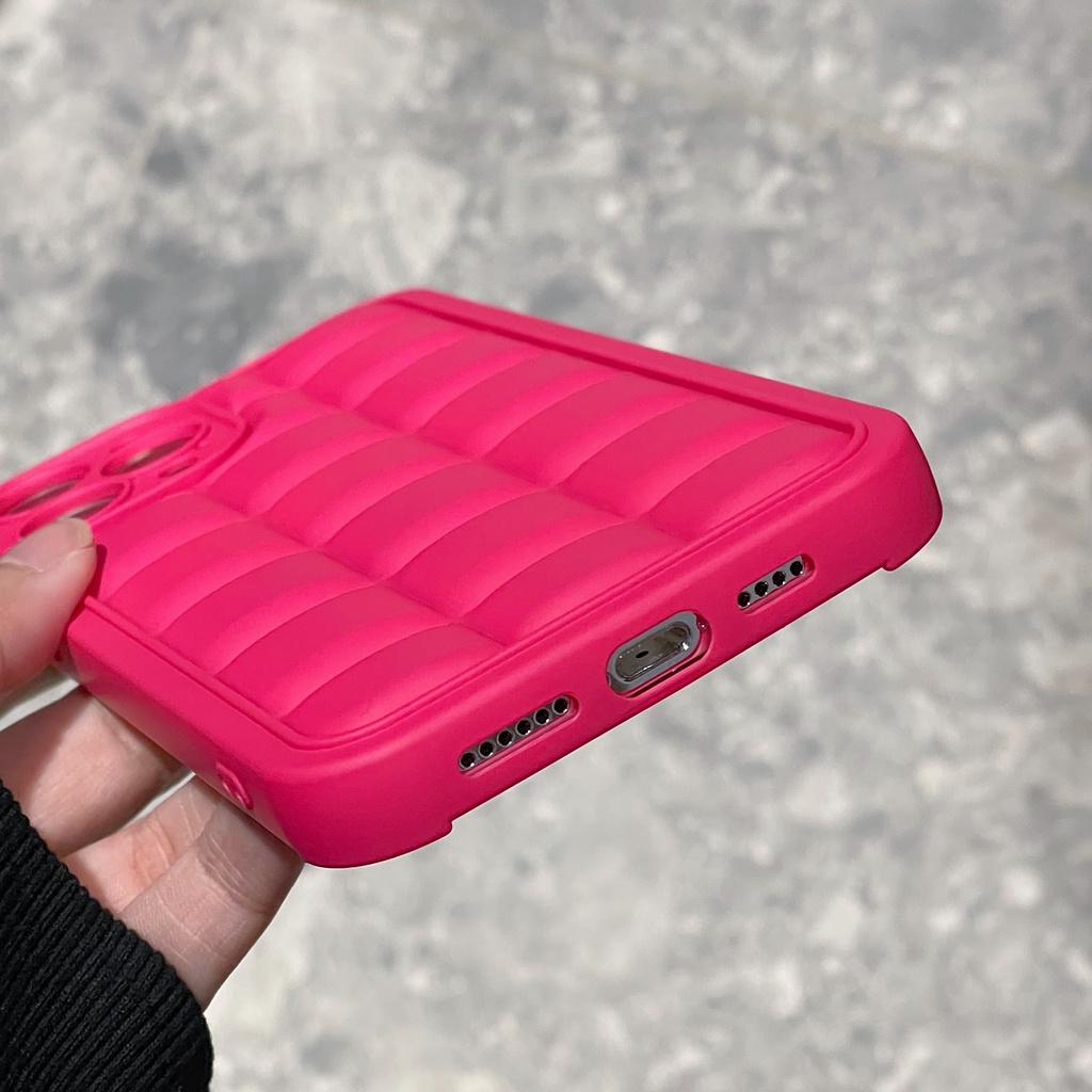 Ốp Điện Thoại Silicon Mềm Chống Rơi Hình Vuông Màu Đỏ Hồng Cho iPhone 13 12 11 Pro MAX XS MAX XR X 7+ 8 Plus