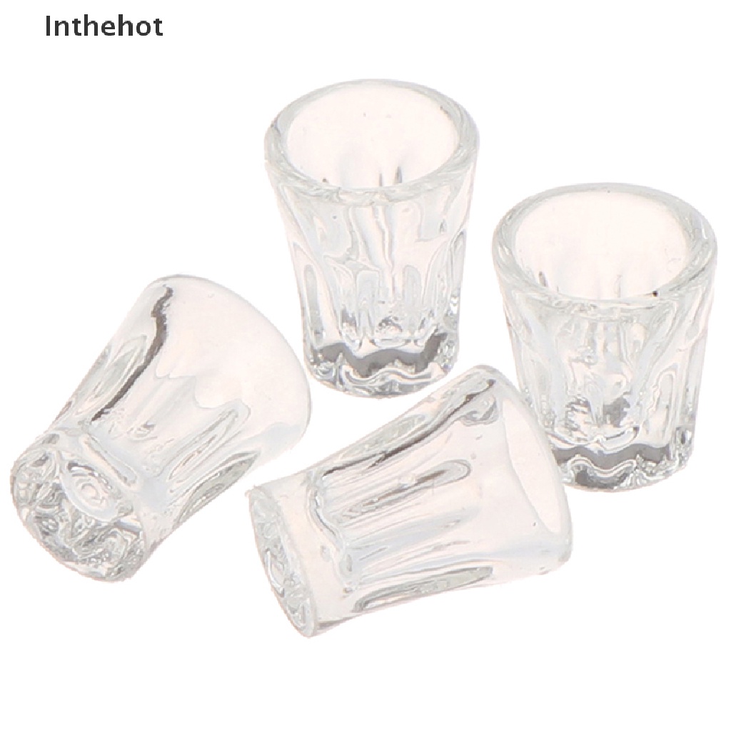 Set 4 mô hình cốc nước mini bằng nhựa resin trong suốt trang trí nhà búp bê tỉ lệ 1:12