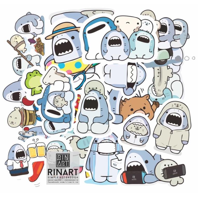 [STICKER 1K] SET 200 STICKER SHARK SIÊU CHẤT DÁN TRANG TRÍ ĐT LAPTOP VALI TƯỜNG TỦ KỆ MŨ BẢO HIỂM XE MÁY NOTEBOOK