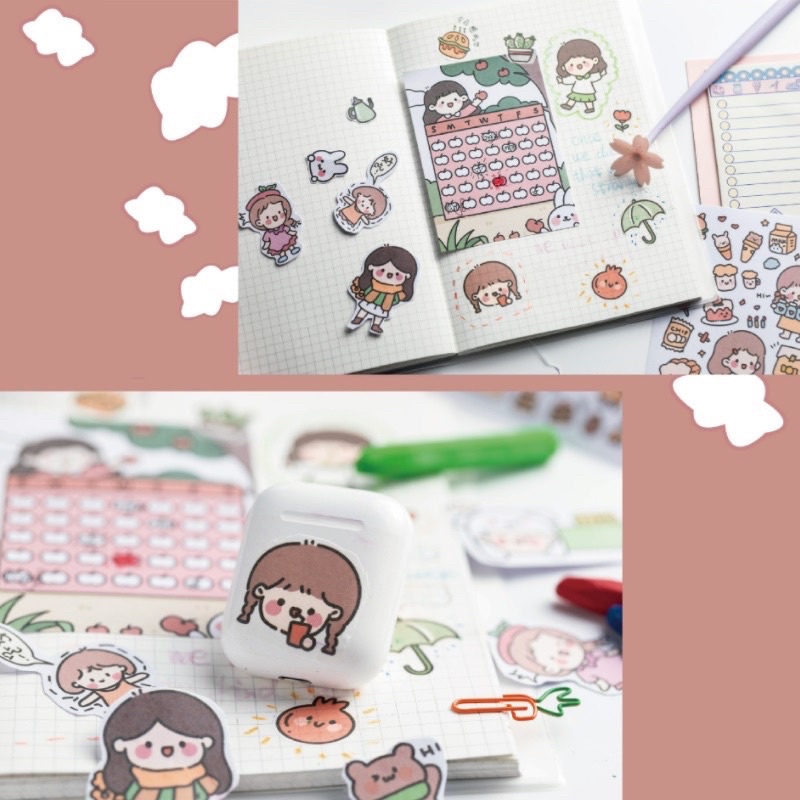 Set 6 Miếng Sticker Trong Suốt Hình Dễ Thương