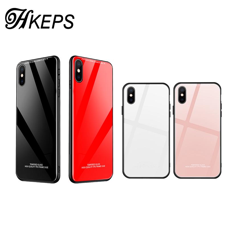 Ốp điện thoại kính cường lực màu trơn thời trang dành cho iPhone 6 6s 7 8 Plus X 10 XR XS MAX