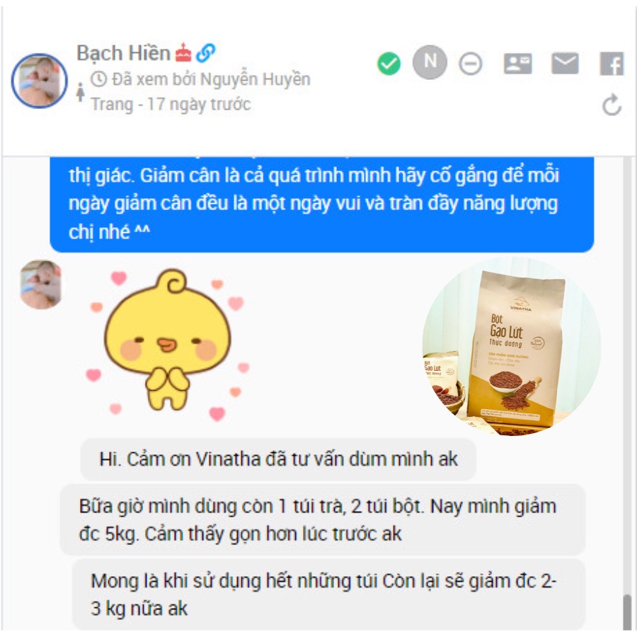 Bột gạo lứt giảm cân, lợi sữa, gạo lức ăn kiêng Vinatha 840gr - 21 túi nhỏ  VNT05