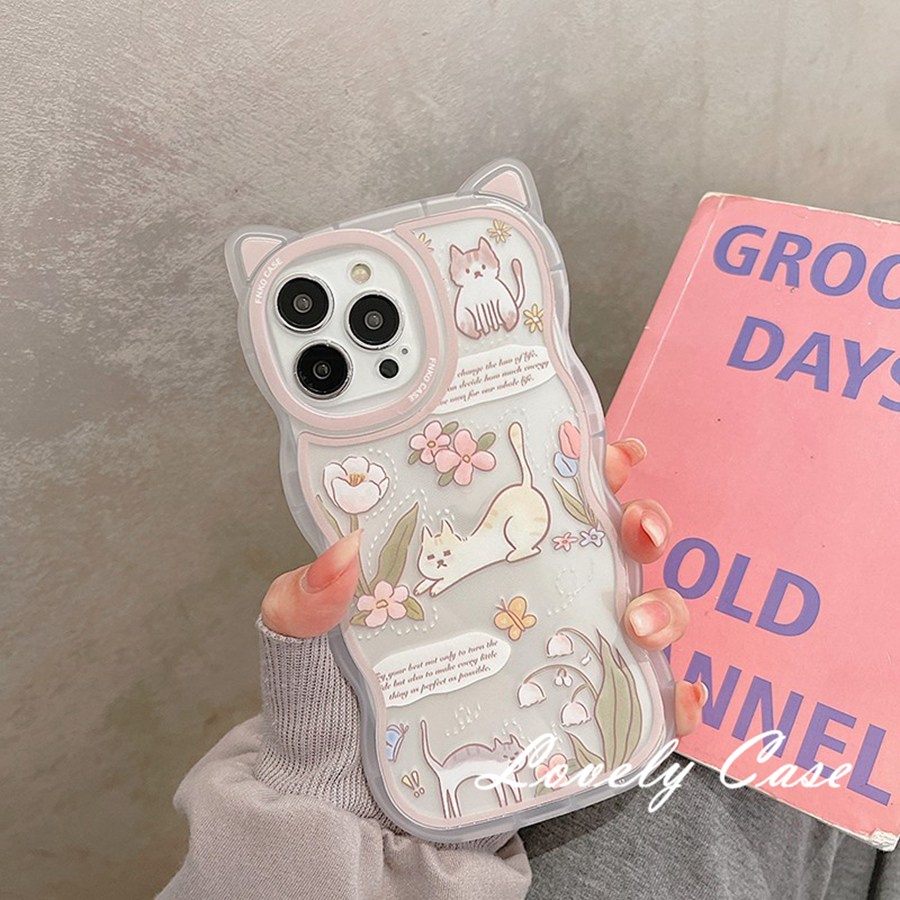 IPhone 14 13 12 11 Pro Max X XR Xs Max 8 7 6 6s Plus SE 2020Ốp Điện Thoại Mềm Trong Suốt Hình Tai Mèo Cho
