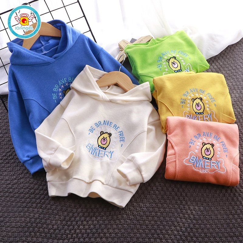 Áo sweater IQ Angel tay dài có nón trùm phong cách thu đông cho trẻ nhỏ