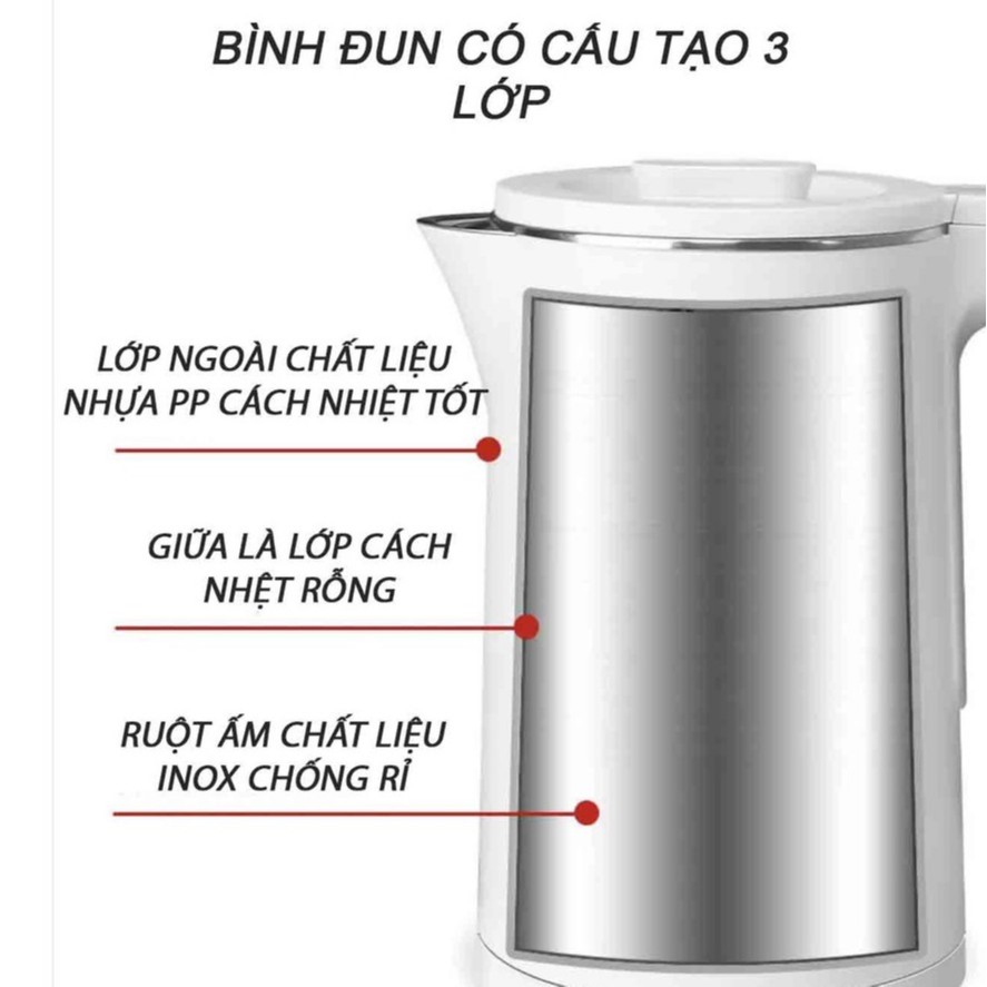 Ấm Siêu Tốc INOX 3 Lớp SUTAI - 2.3L - chất liệu Inox 304, sôi nhanh T2 [Bảo Hành 3 Tháng] | BigBuy360 - bigbuy360.vn