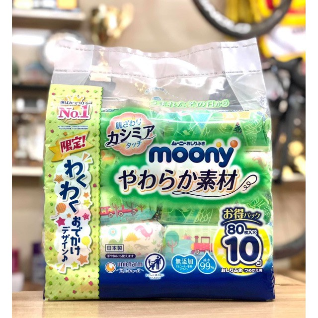 Khăn giấy ướt, Giấy Ướt Mini cho bé Moony Nội Địa Nhật Bản Bịch 80 Tờ - Shop Mẹ Khoai