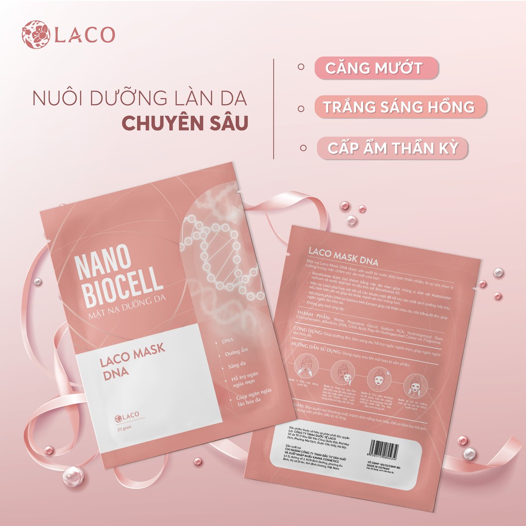 [6 MIẾNG]✅CHÍNH HÃNG✅Mặt Nạ NaNo BIOCELL - LACO MASK PYCNOGENOL Mặt Nạ Sinh Học Dưỡng Ẩm, Sáng Da, Ngừa Mụn