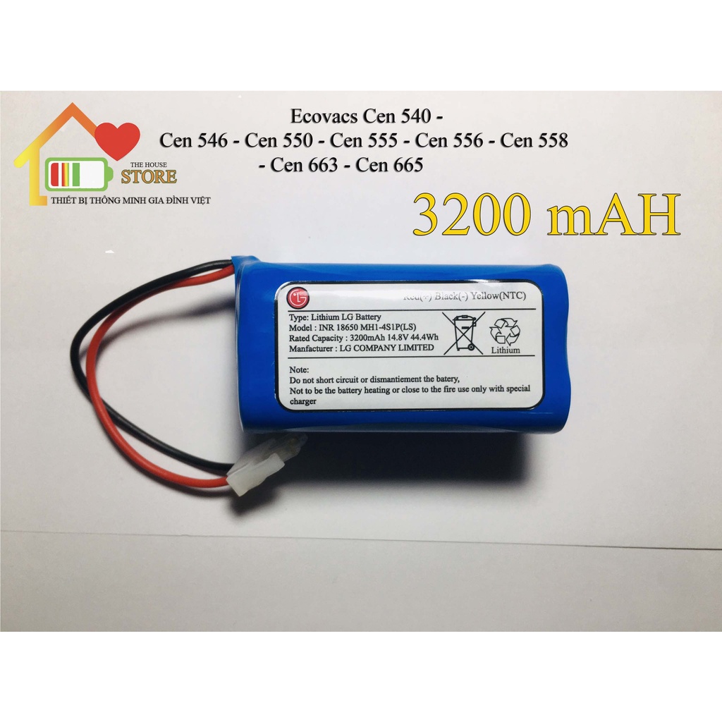 ( BẢO HÀNH 9 THÁNG )PIN ROBOT HÚT BỤI CHÍNH HÃNG ECOVACS CEN 540, CEN 546, CEN 550, CEN 558, CEN 660 ( DL CAO 3200 mAH)