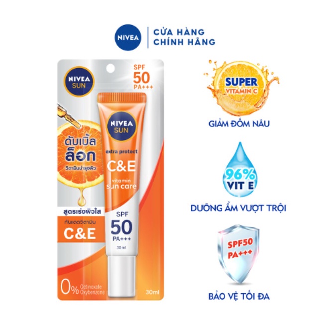 Tinh chất chống nắng Nivea Vitamin C&amp;E SPF50 30ml dưỡng da sáng khỏe - Shop Viloet