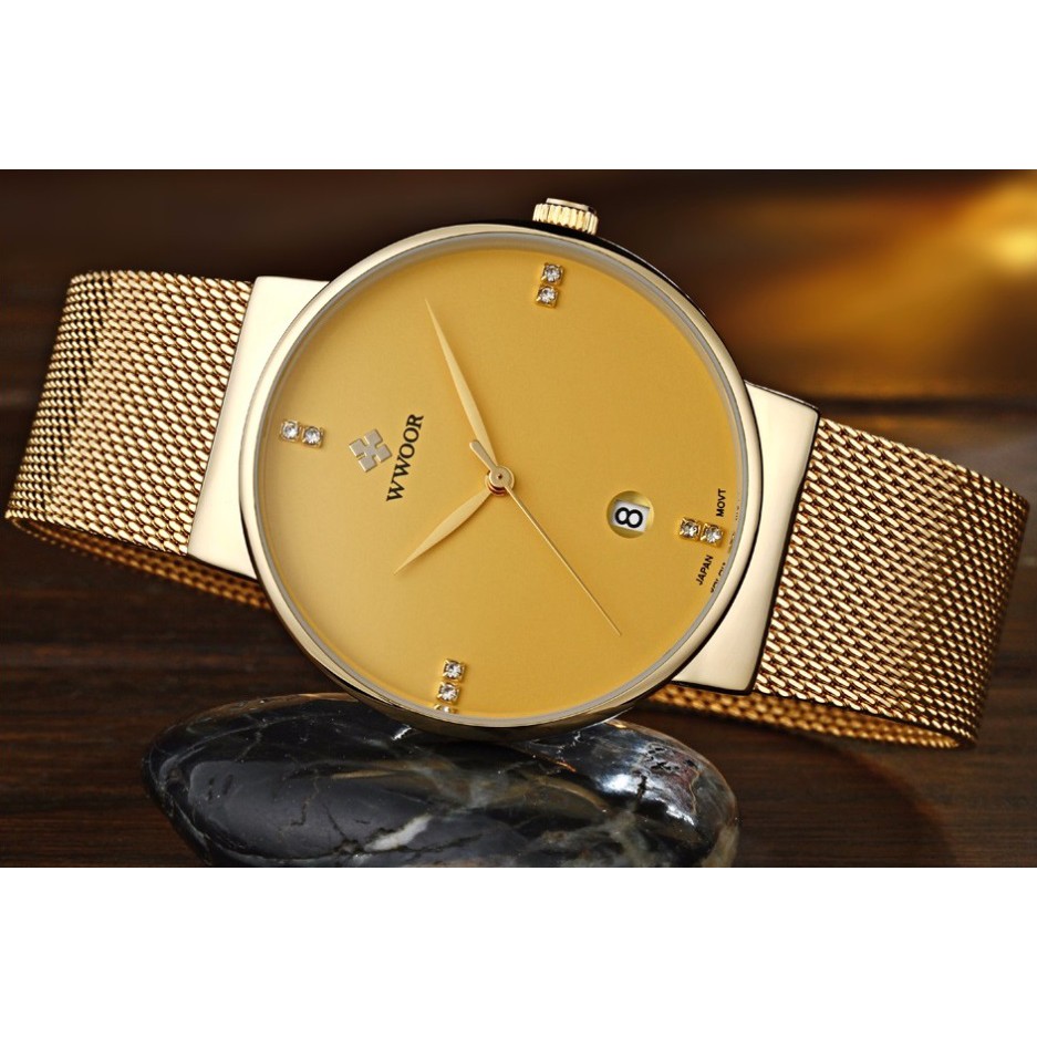 Đồng hồ nam dây lưới thép WWOOR 8018